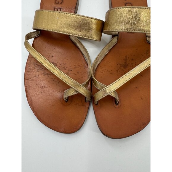 M. Gemi The Medio Metallic Gold Leather Sandals Size 40 or US 9 Flat Slip-On Mad - Picture 10 of 11